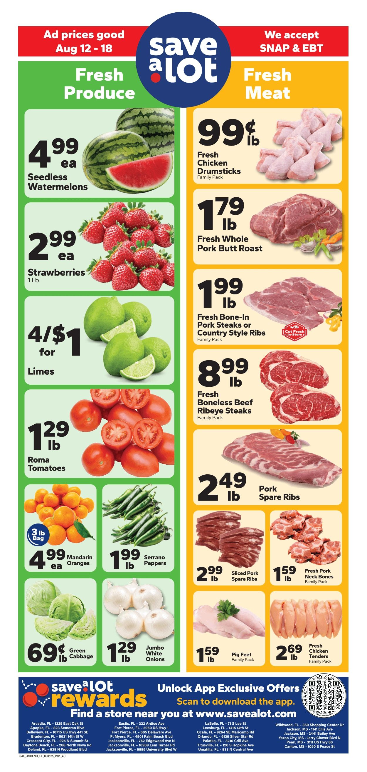 Save a Lot Food Stores (Arcadia and other locations, FL) Weekly Ad August 12 - 18, 2026