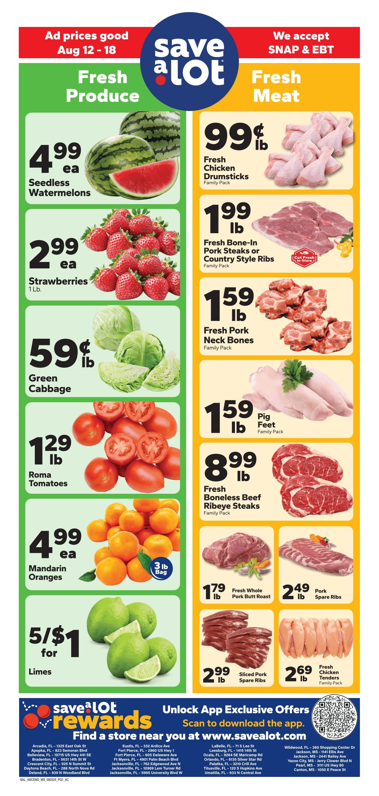 Save a Lot Food Stores (Canton and other locations, MS) Weekly Ad August 12 - 18, 2026