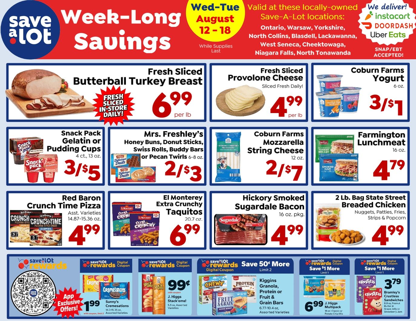 Save a Lot Food Stores (Blasdell, Ontario and West Seneca, NY) Weekly Ad August 12 - 18, 2026