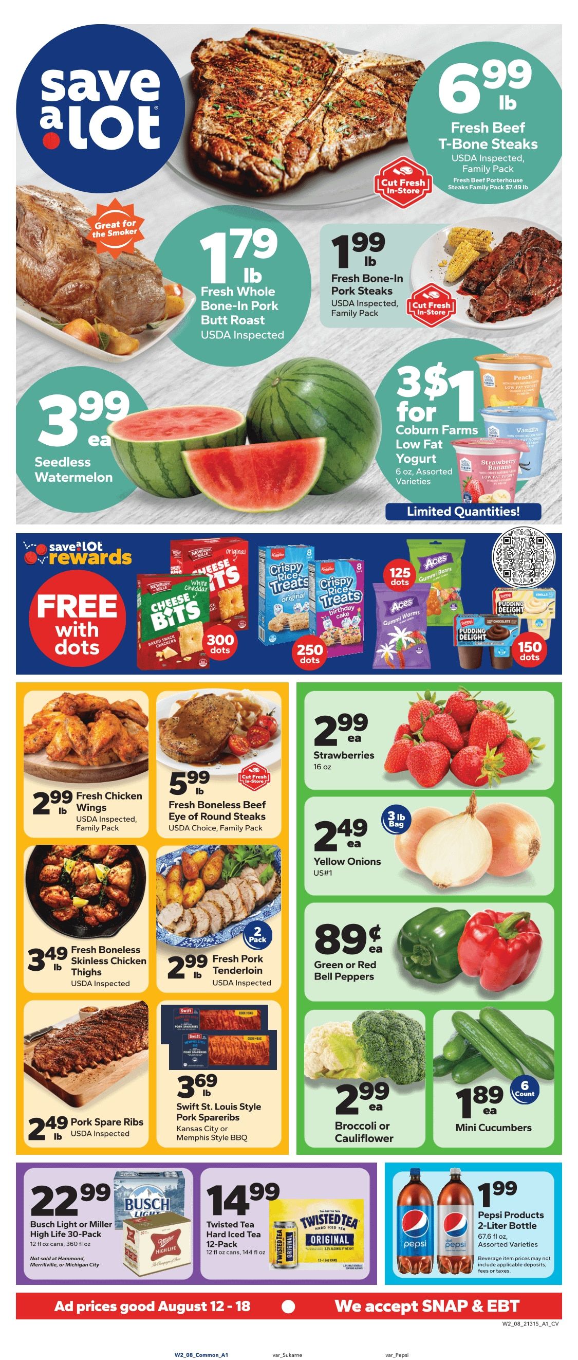 Save a Lot Food Stores (Kouts and other locations, IN) Weekly Ad August 12 - 18, 2026