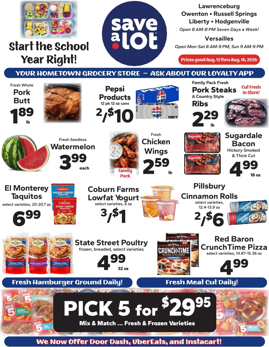 Save a Lot Food Stores (Liberty, Owenton and Versailles, KY) Weekly Ad August 12 - 18, 2026