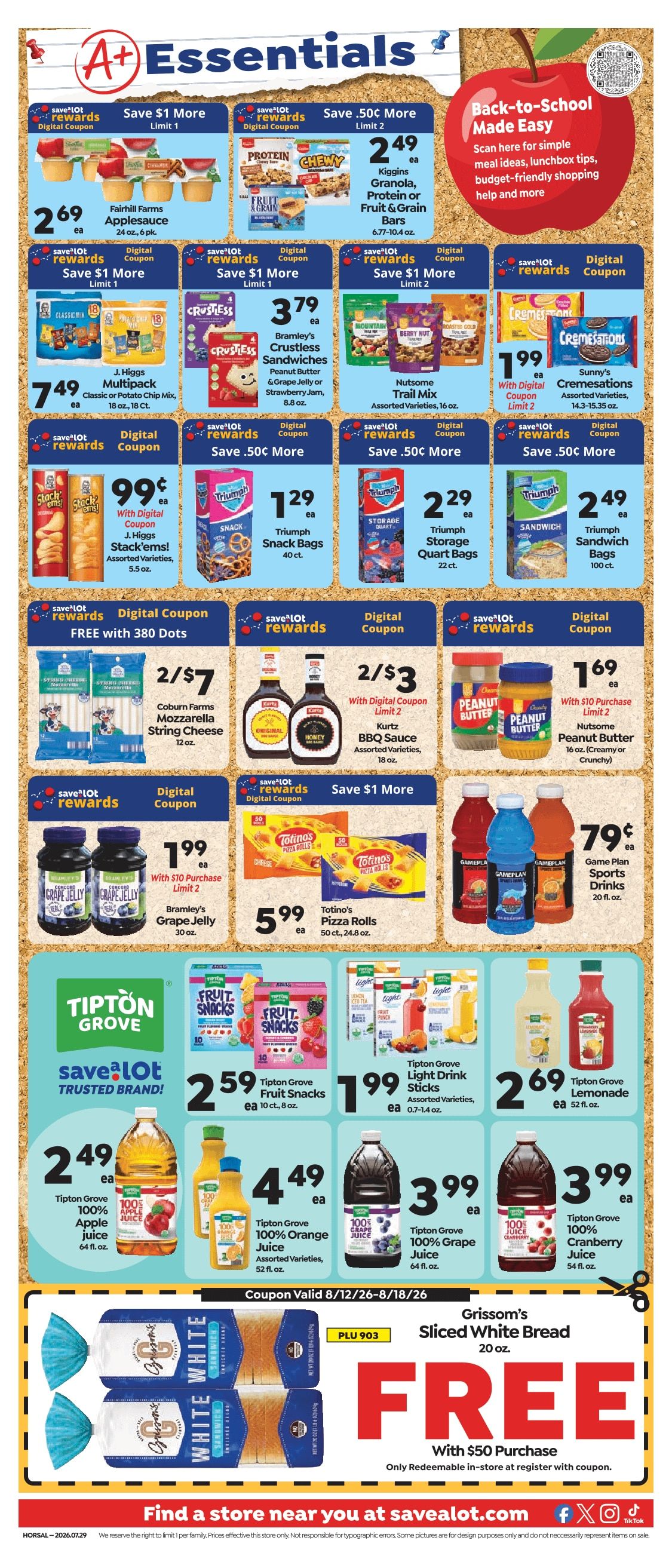 Save a Lot Food Stores Weekly Ad August 12 - 18, 2026