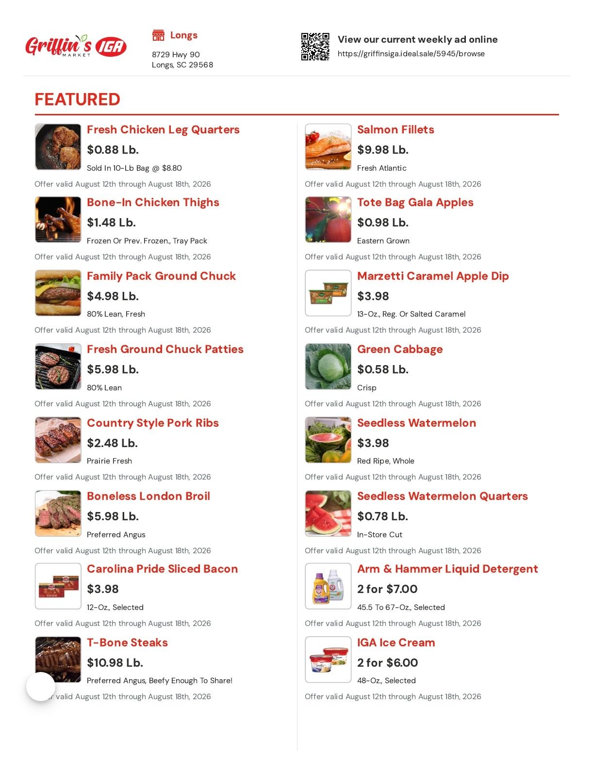 Griffin's IGA Weekly Ad August 12 - 18, 2026