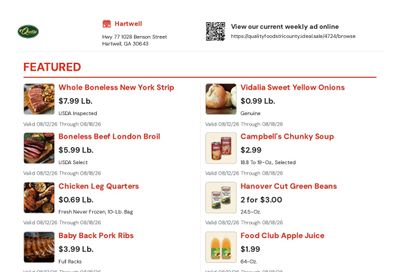 Quality Foods Tri County (Hartwell, GA) Weekly Ad August 12 - 18, 2026