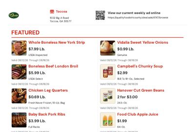 Quality Foods Tri County (Toccoa, GA) Weekly Ad August 12 - 18, 2026