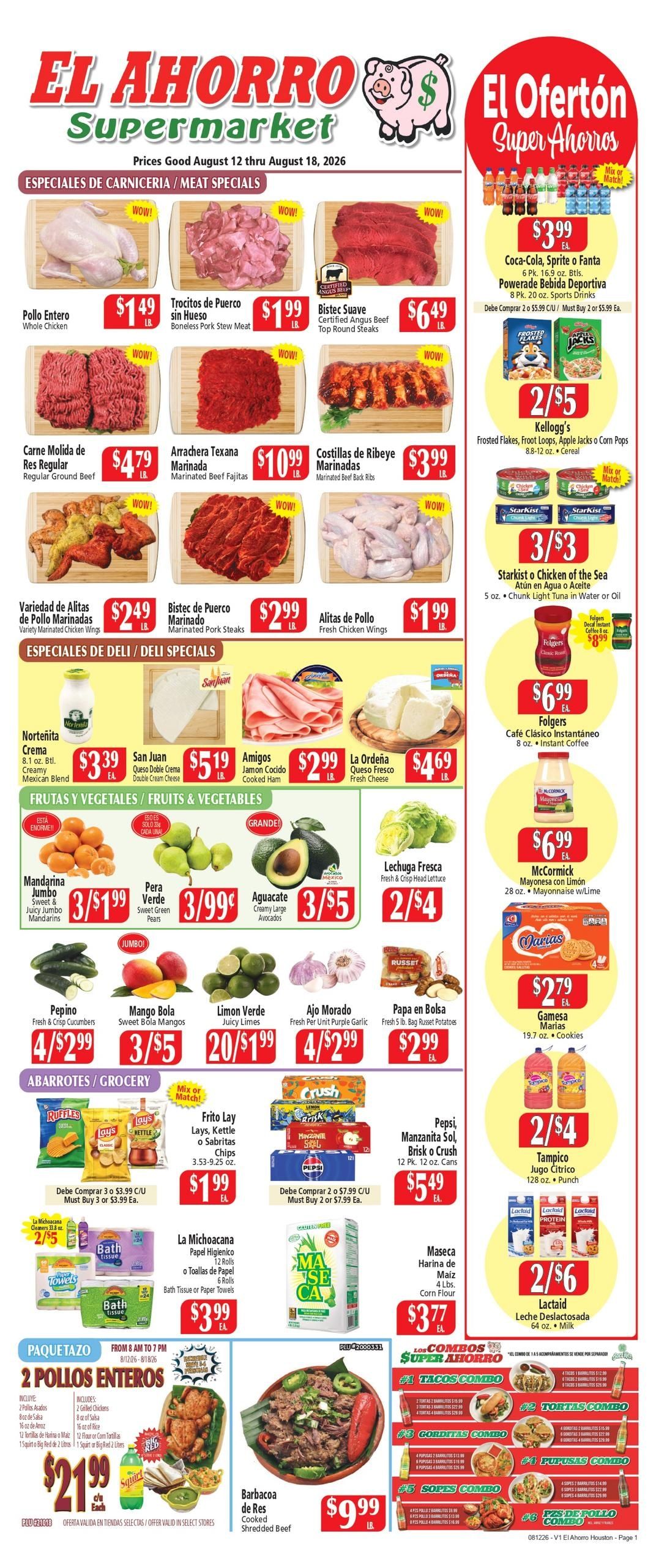 El Ahorro Supermarket Weekly Ad August 12 - 18, 2026