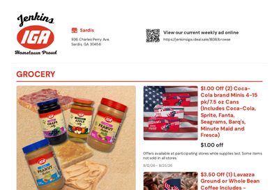 Jenkins IGA Weekly Ad August 12 - 25, 2026