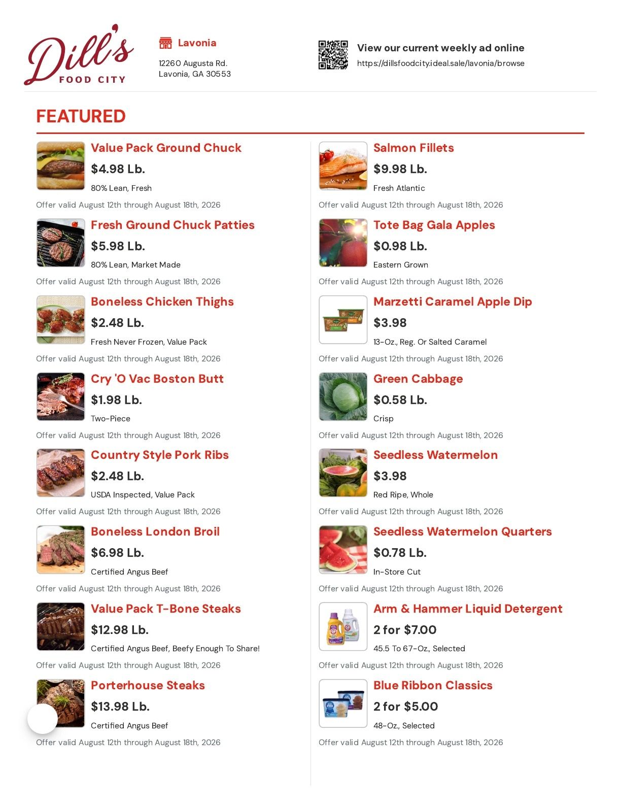 Dill's Food City Weekly Ad August 12 - 18, 2026