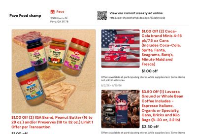 Pavo Food Champ Weekly Ad August 12 - 25, 2026