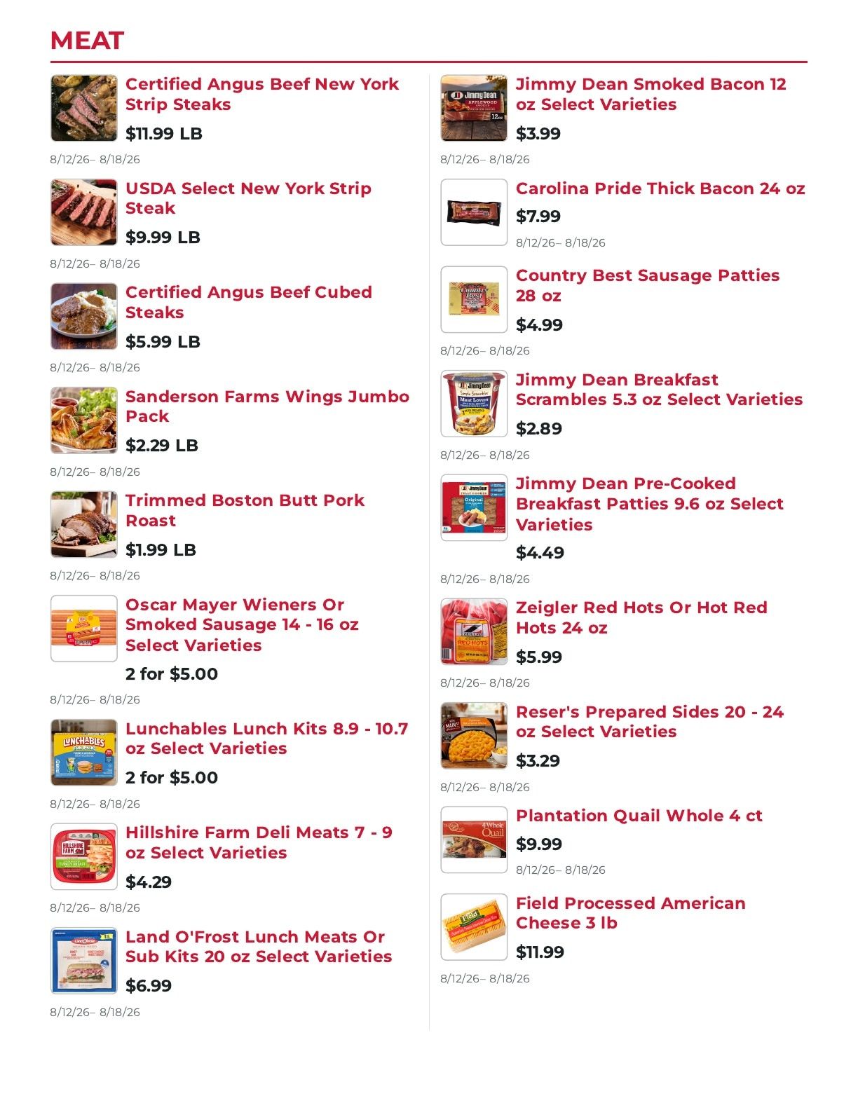 Reynolds Supermarket Weekly Ad August 12 - 18, 2026