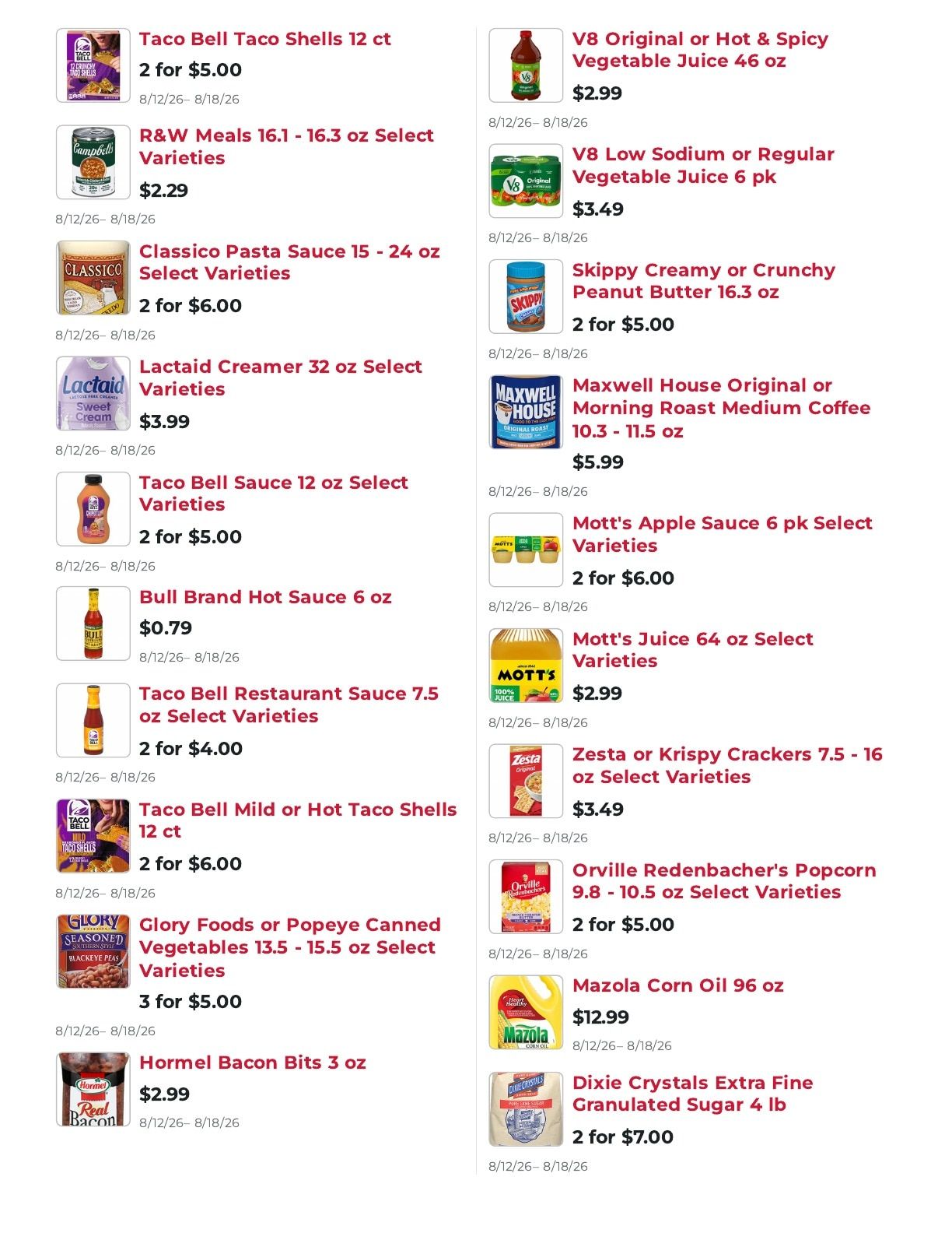 Reynolds Supermarket Weekly Ad August 12 - 18, 2026