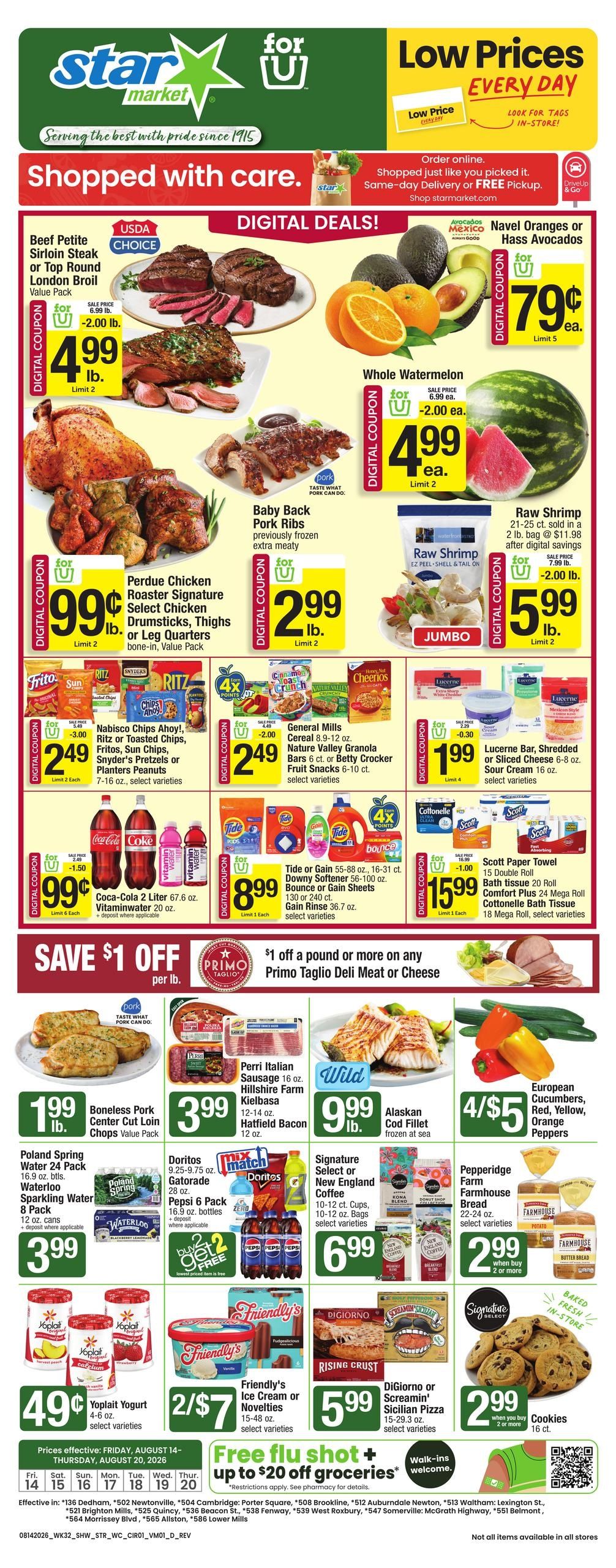Star Market (Brockton–Milton Village Area, MA) Weekly Ad August 14 - 20, 2026