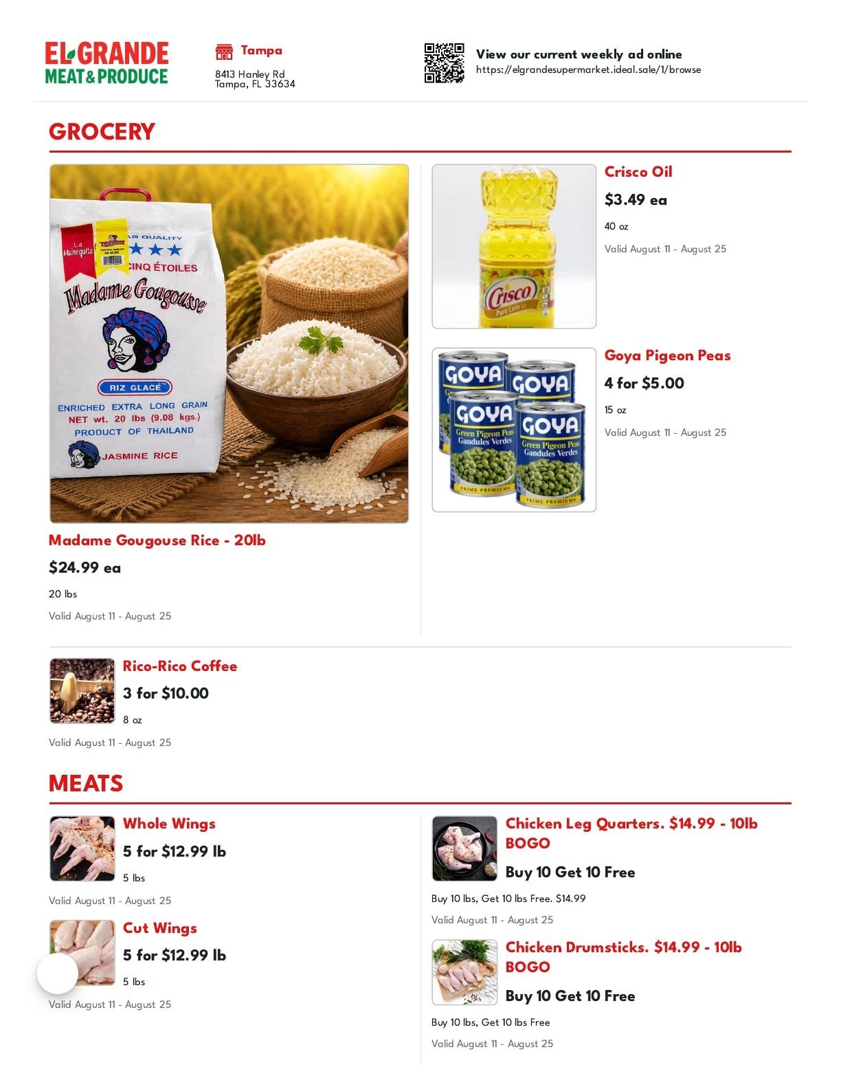 El Grande Meat & Produce Weekly Ad August 11 - 25, 2026