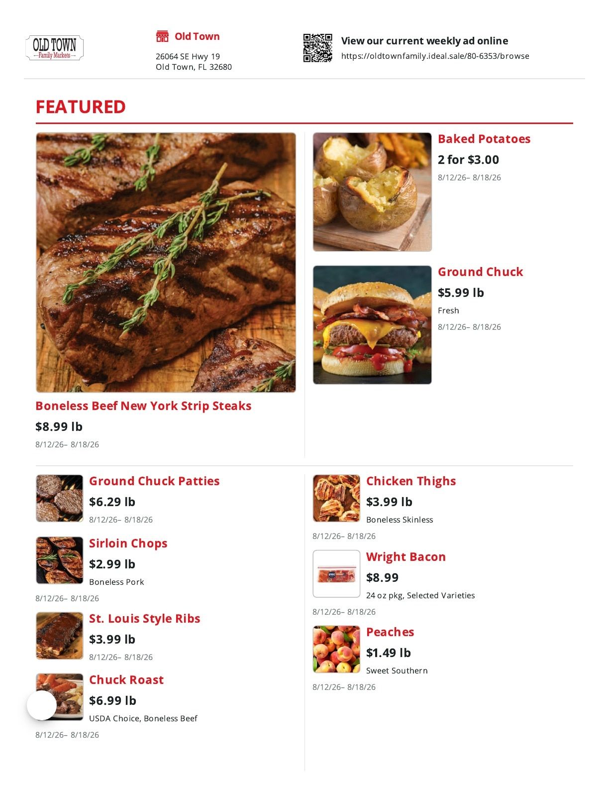 Old Town Family Markets Weekly Ad August 12 - 18, 2026