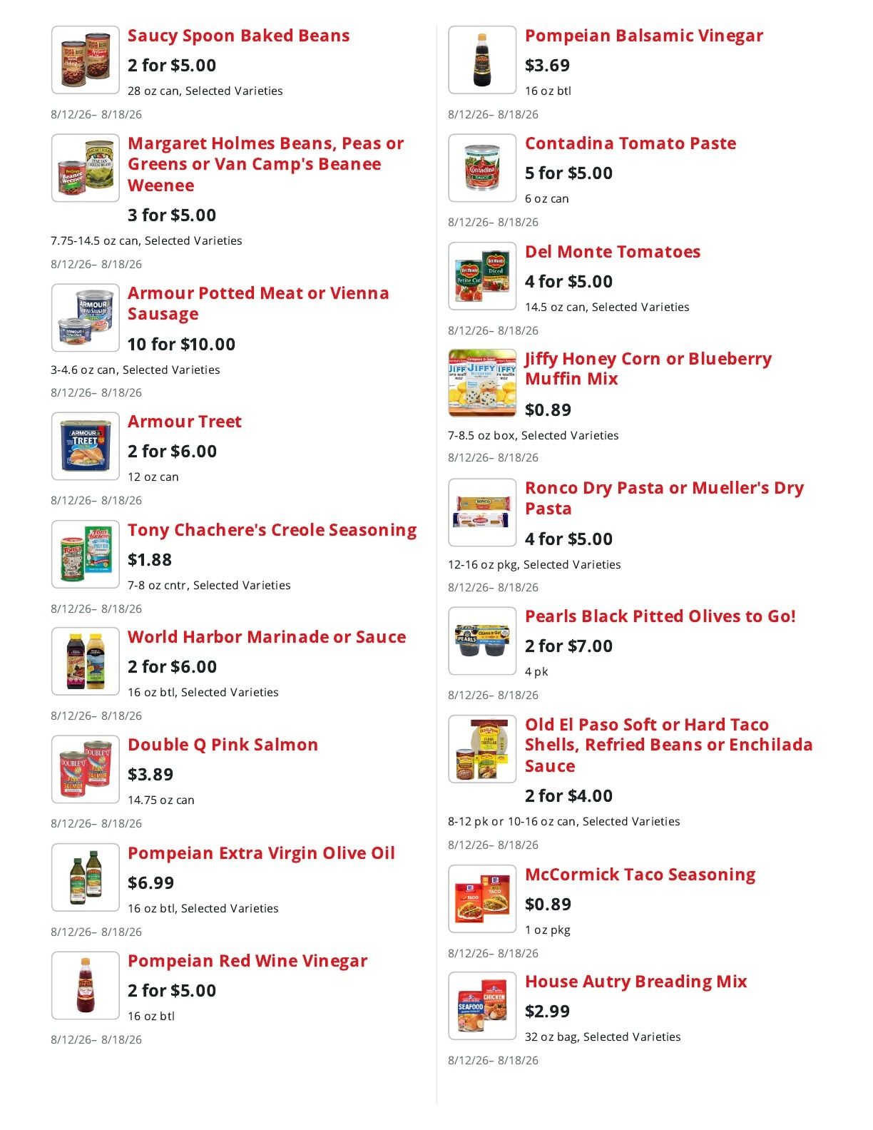 Old Town Family Markets Weekly Ad August 12 - 18, 2026
