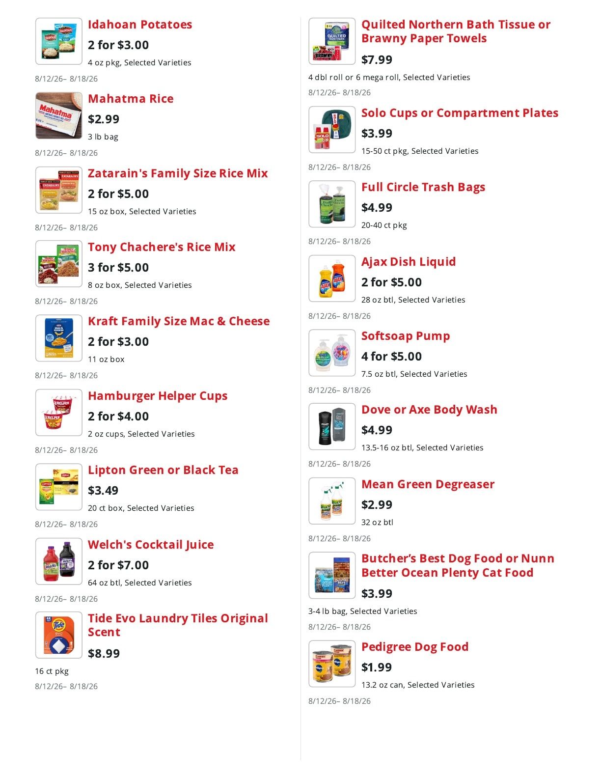 Old Town Family Markets Weekly Ad August 12 - 18, 2026