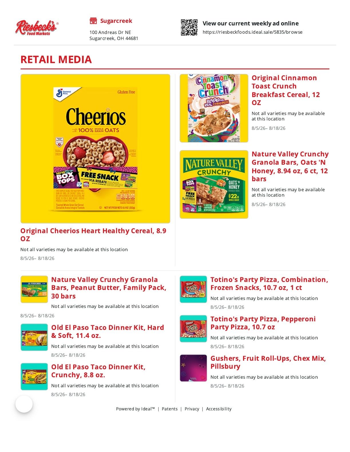 Riesbeck Foods (Sugarcreek, OH) Weekly Ad August 5 - 18, 2026