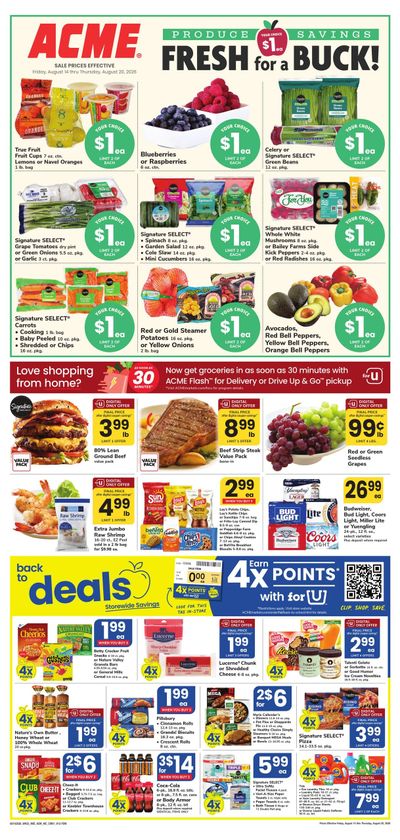 Acme Markets (Poughkeepsie–Millbrook Area, NY) Weekly Ad August 14 - 20, 2026