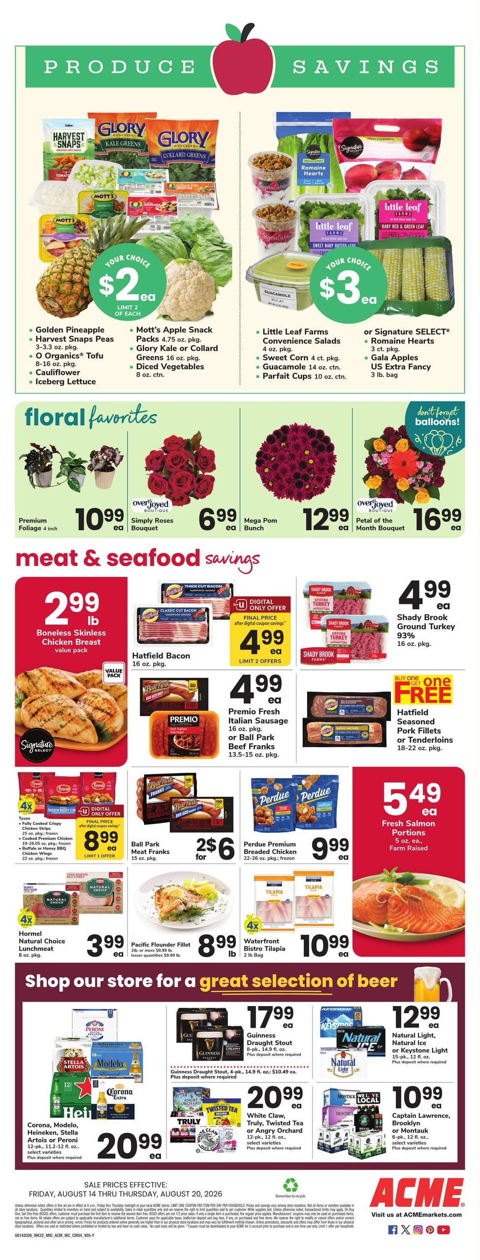 Acme Markets (Poughkeepsie–Millbrook Area, NY) Weekly Ad August 14 - 20, 2026