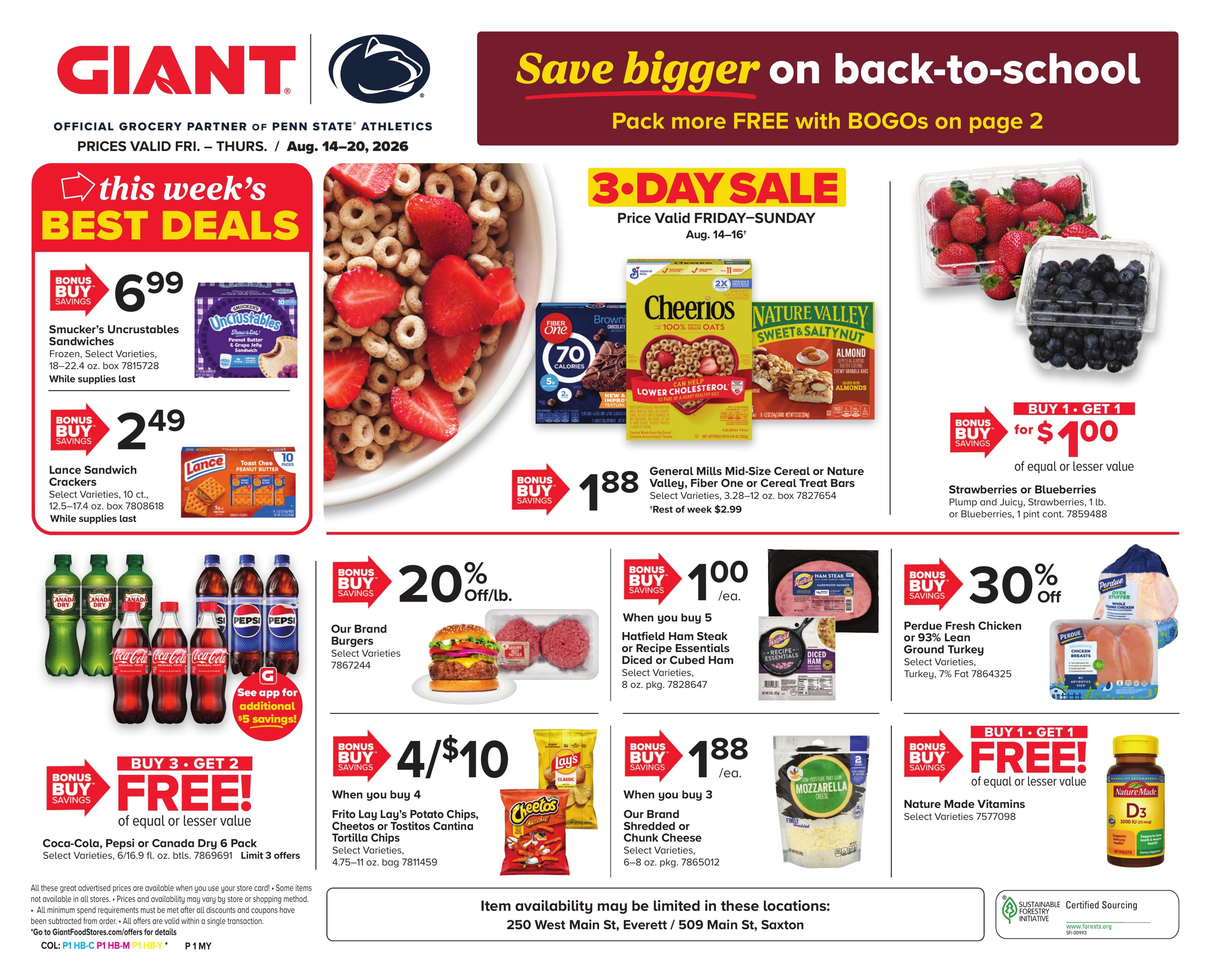 Giant Food Stores (Cumberland Area, MD) Weekly Ad August 14 - 20, 2026