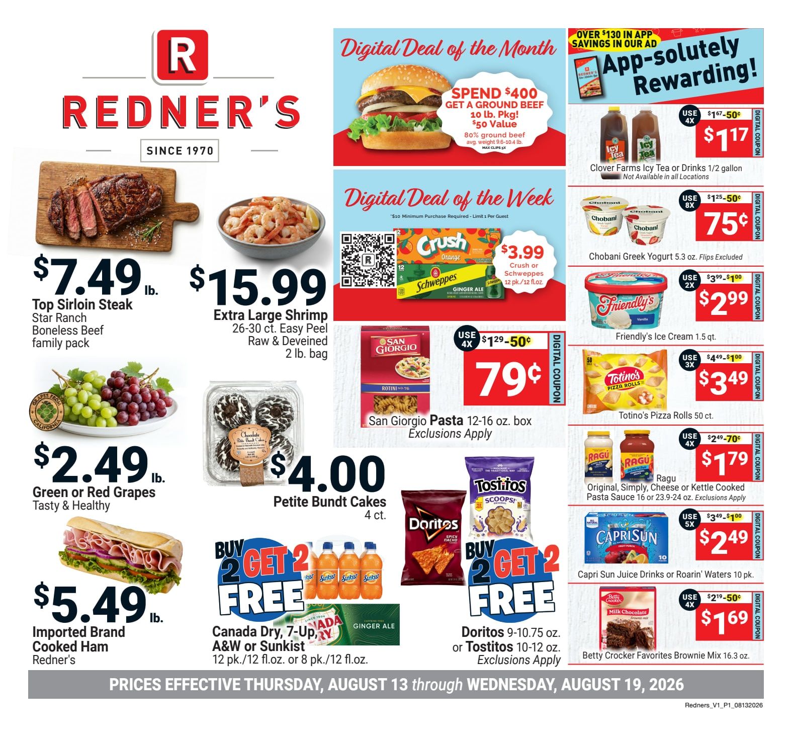 Redner's Markets (Ephrata and other locations, PA) Weekly Ad August 13 - 19, 2026