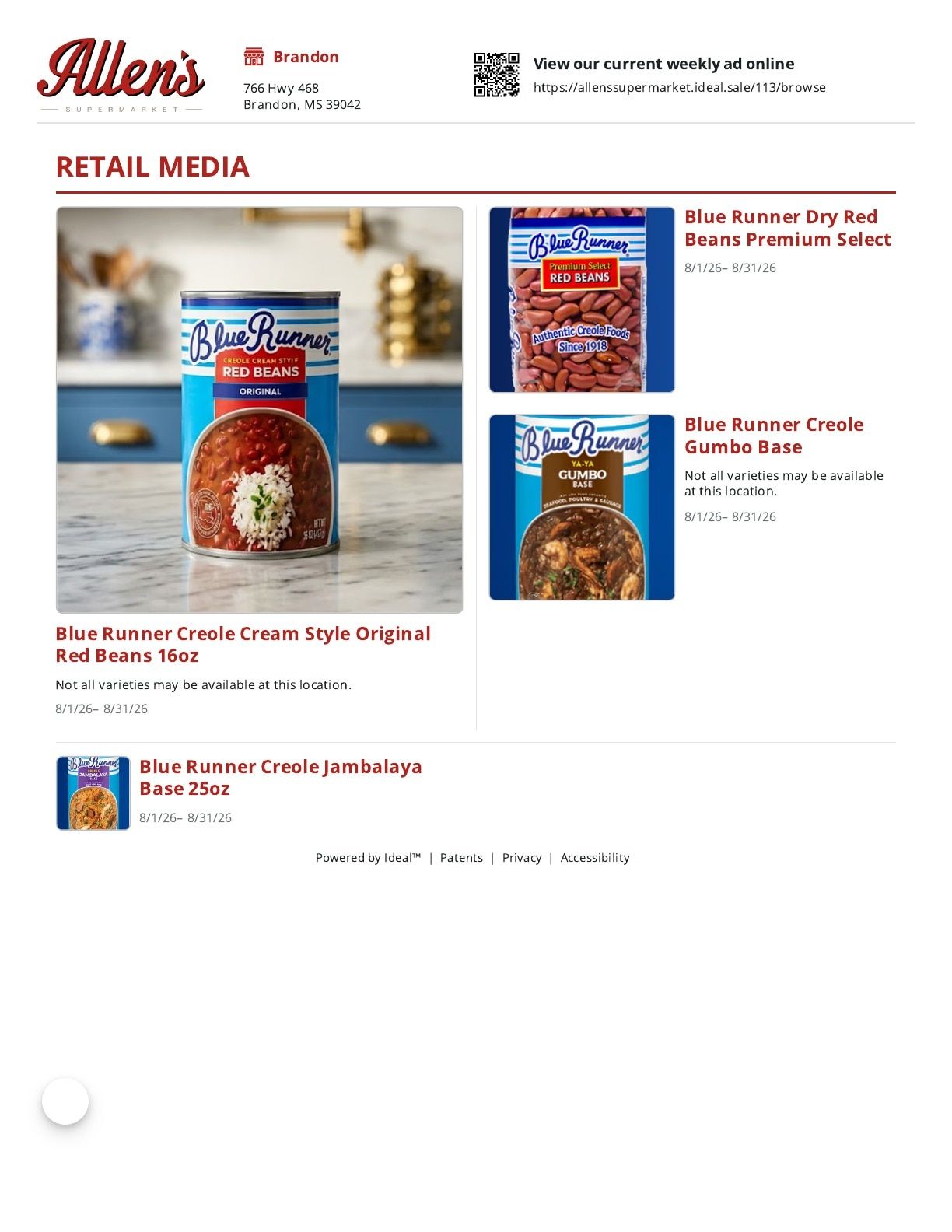 Allen's Supermarket Weekly Ad August 1 - 31, 2026
