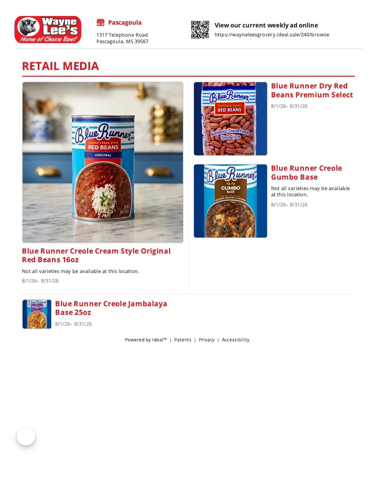 Wayne Lee's Grocery & Market (Pascagoula, MS) Weekly Ad August 1 - 31, 2026