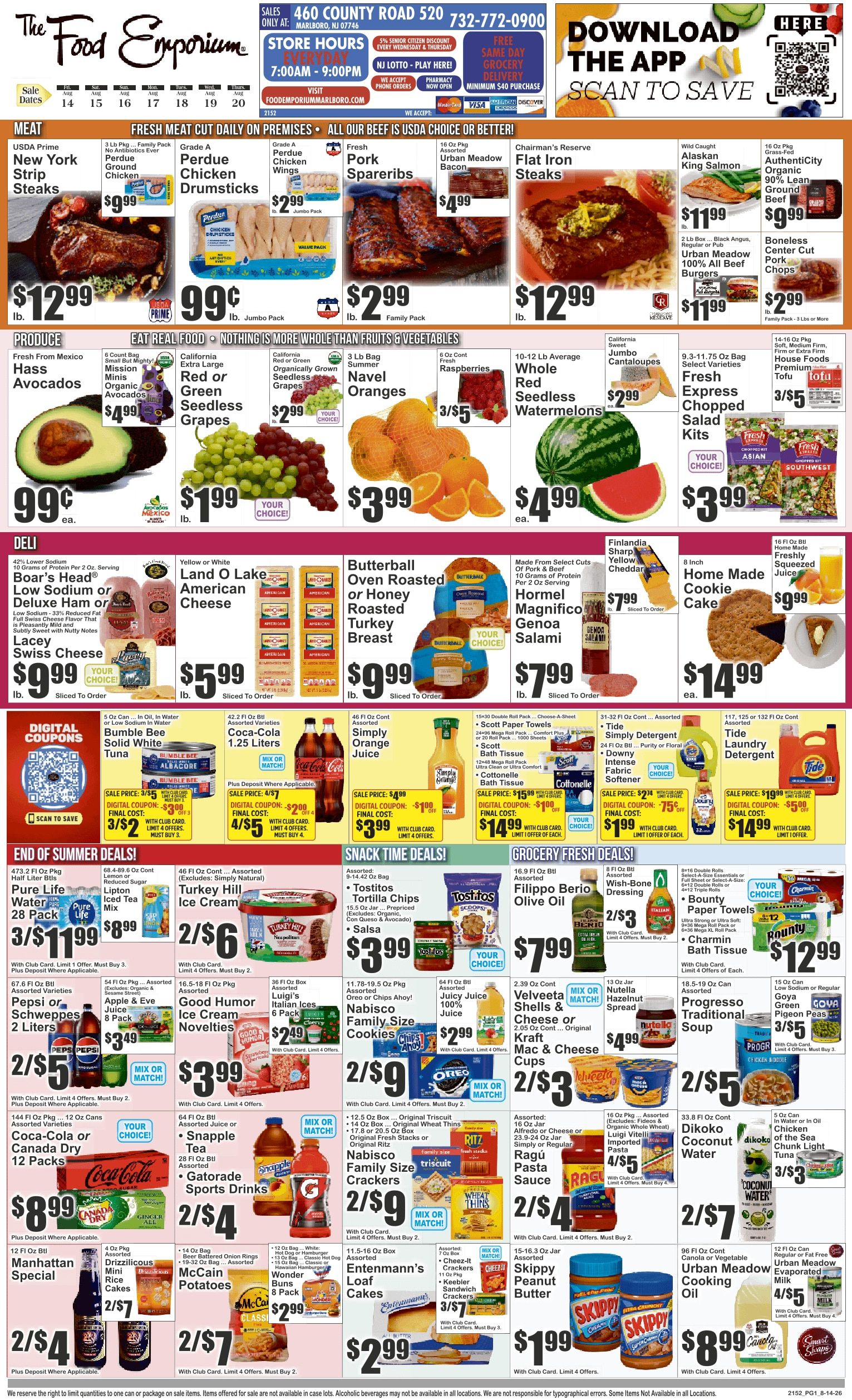 The Food Emporium (460 County Road 520, Marlboro, NJ) Food Emporium 08/14 - 08/20 Preview Weekly Ad August 14 - 20, 2026