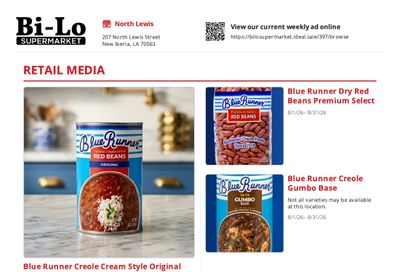 Bi-Lo Supermarket New Iberia Weekly Ad August 1 - 31, 2026