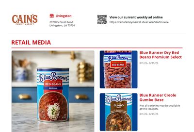 Cain's Family Markets Weekly Ad August 1 - 31, 2026