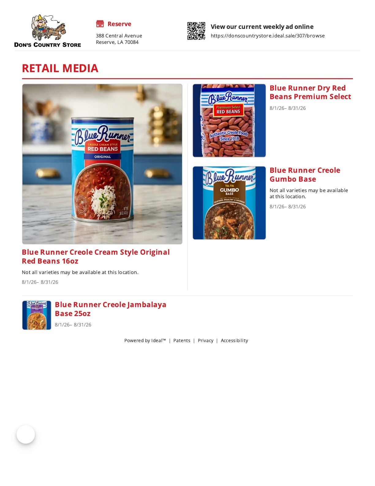 Don's Country Store Weekly Ad August 1 - 31, 2026