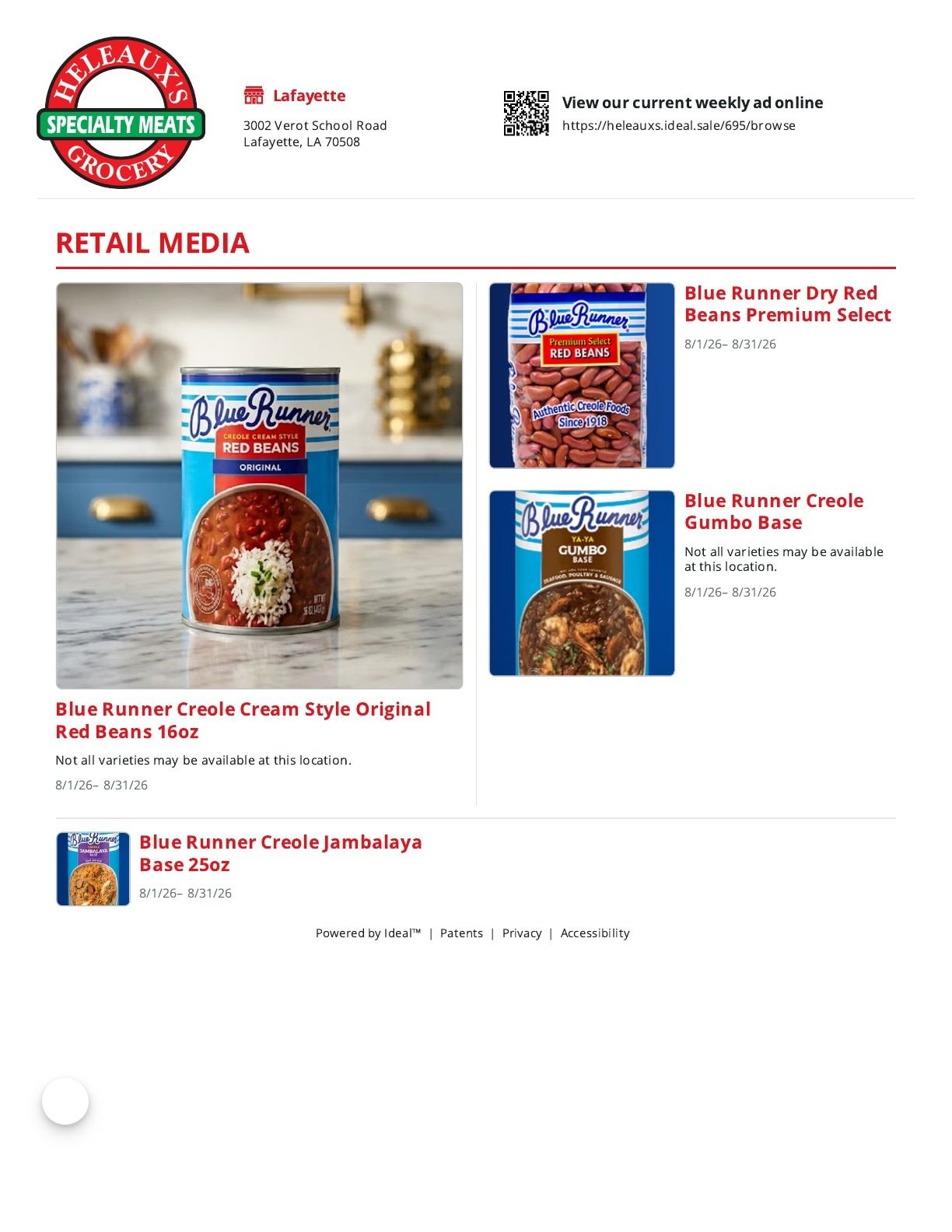 Heleaux's Grocery Weekly Ad August 1 - 31, 2026
