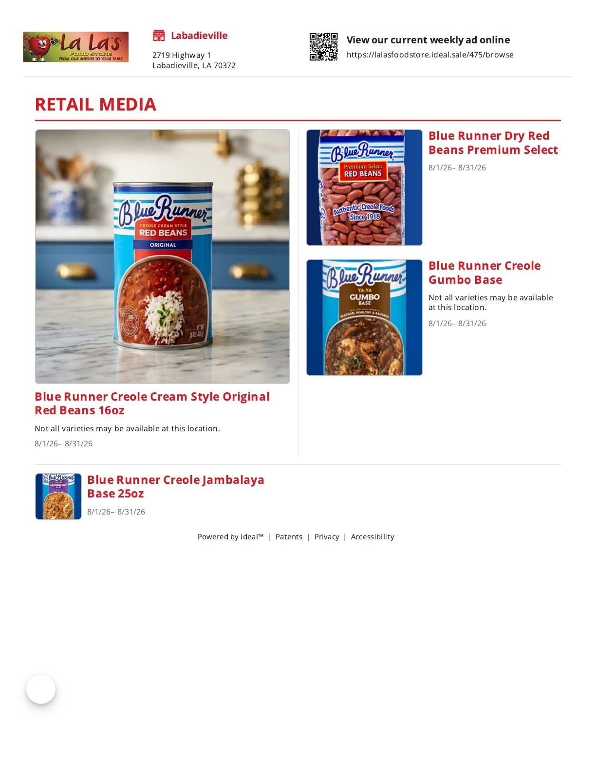 La La's Food Store Weekly Ad August 1 - 31, 2026