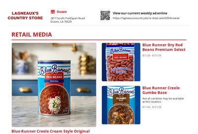 Lagneaux's Country Store Weekly Ad August 1 - 31, 2026