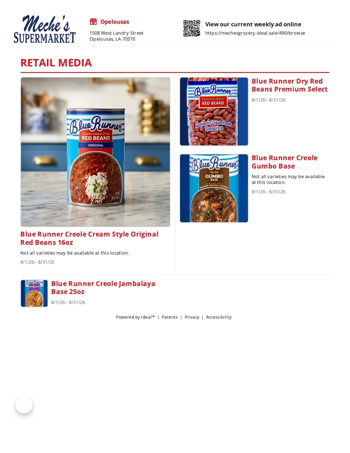 Meche's Grocery Weekly Ad August 1 - 31, 2026