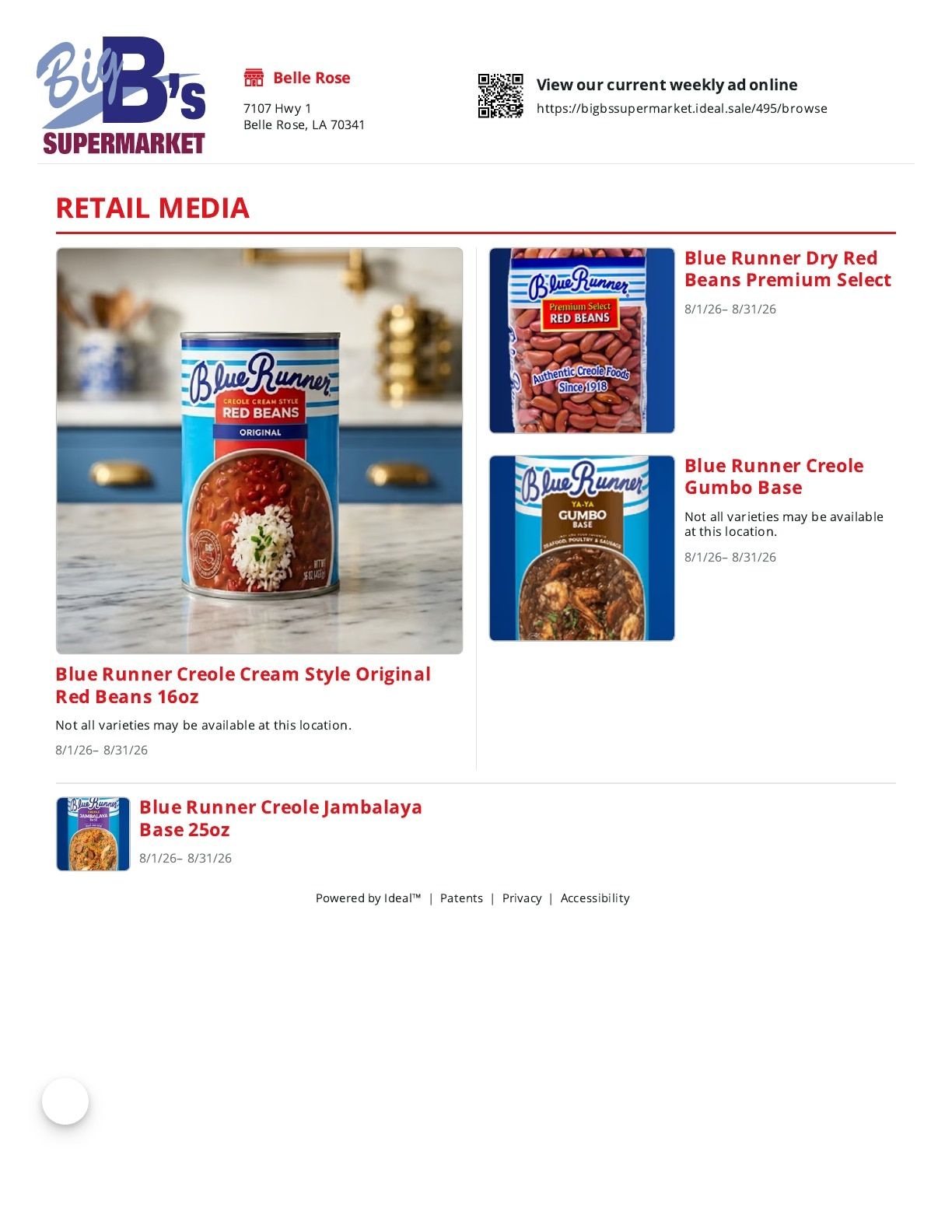 Big B's Supermarket Weekly Ad August 1 - 31, 2026