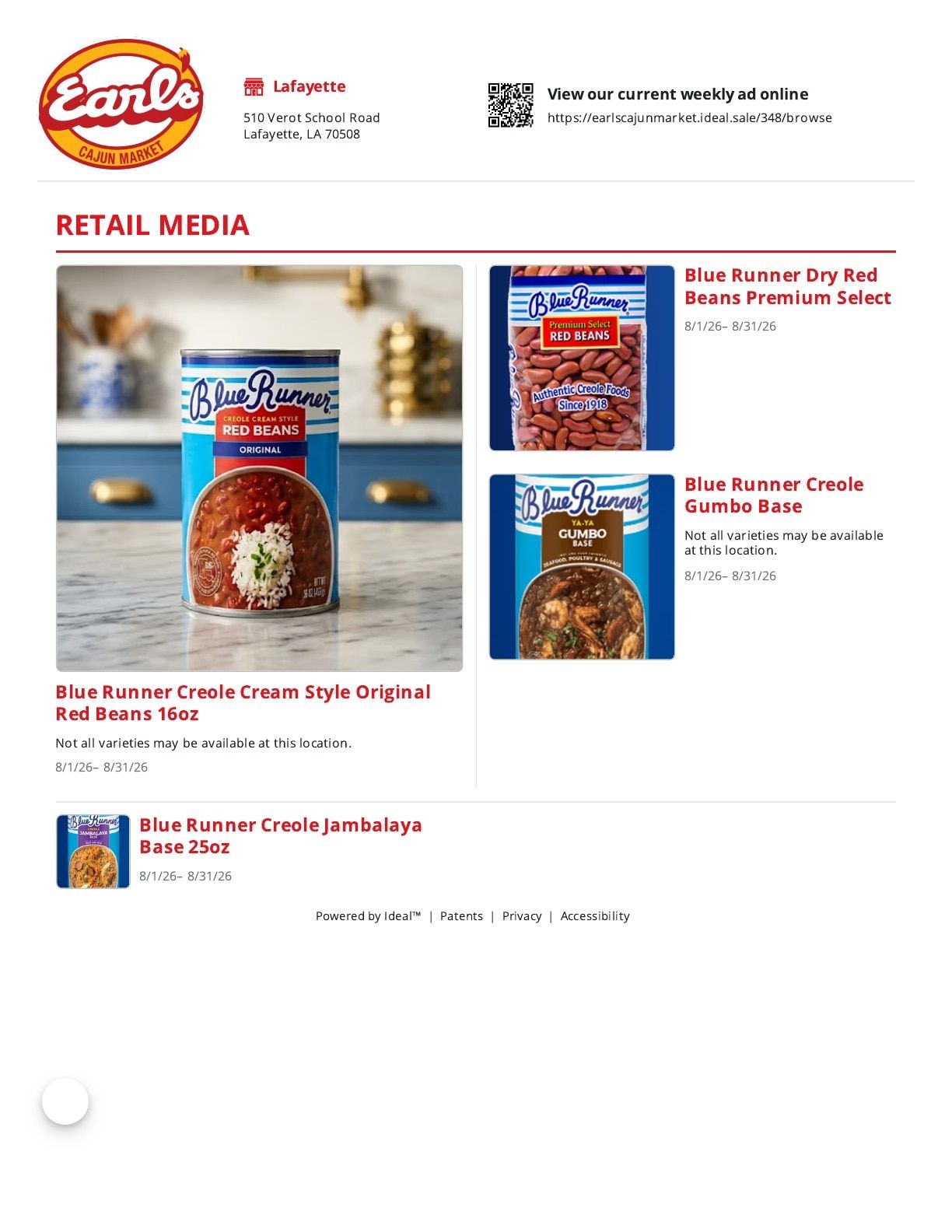 Earl's Cajun Market Weekly Ad August 1 - 31, 2026