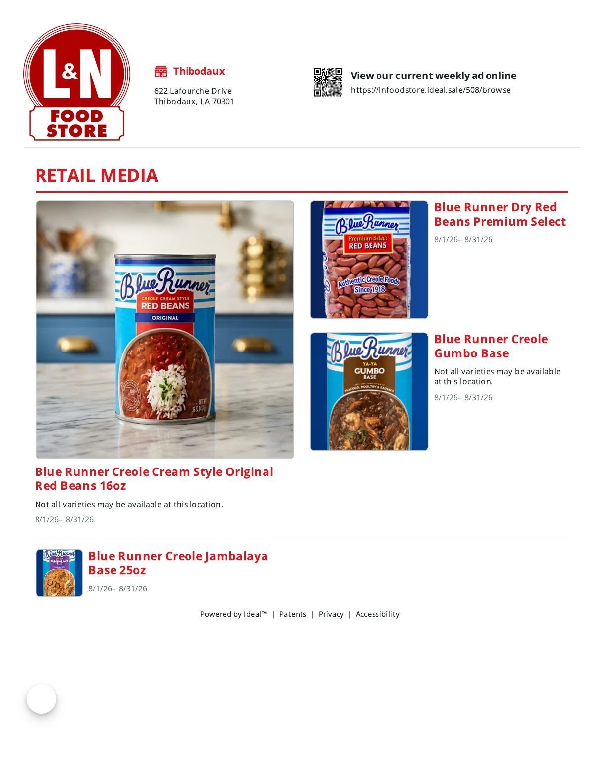 L & N Food Store Weekly Ad August 1 - 31, 2026