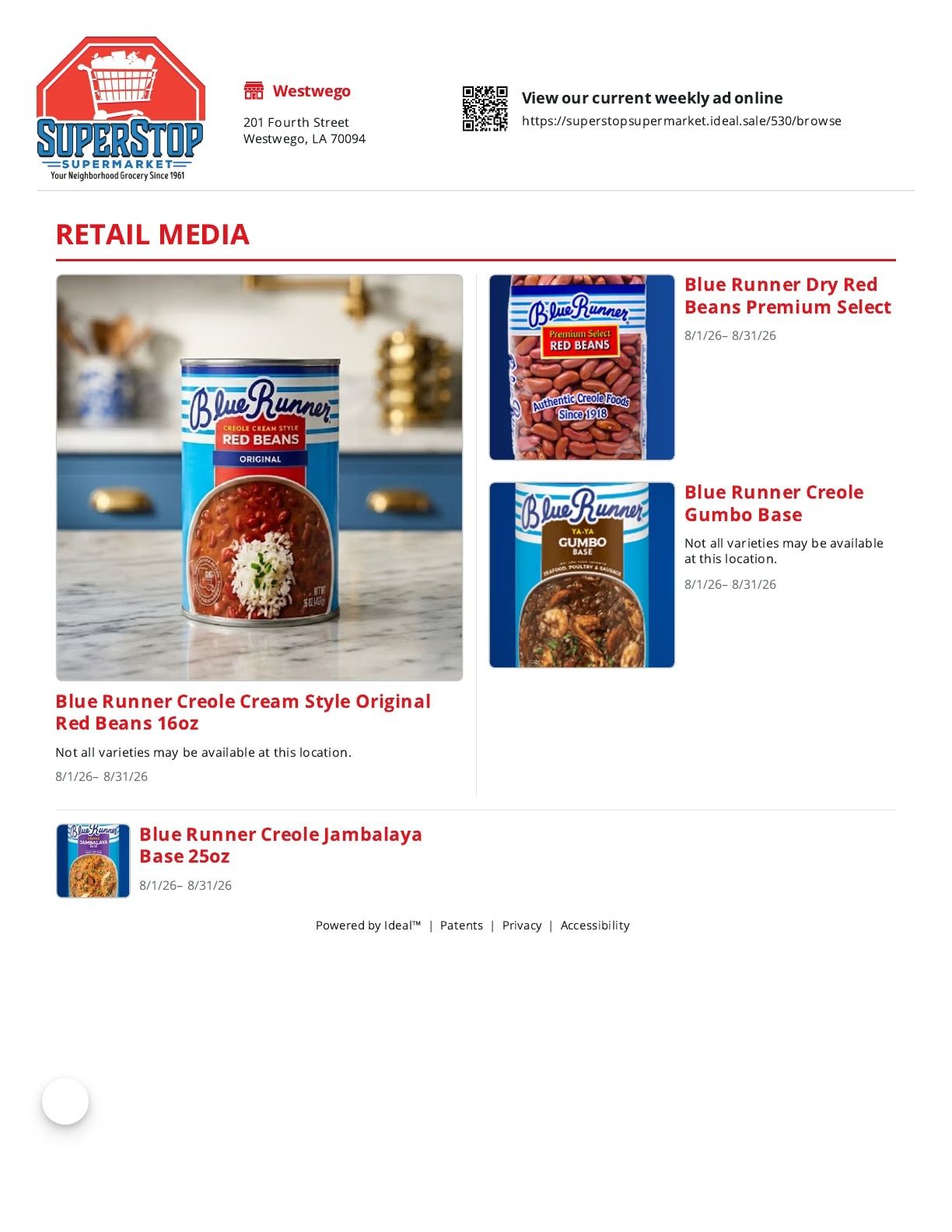 Super Stop Supermarket Westwego Weekly Ad August 1 - 31, 2026