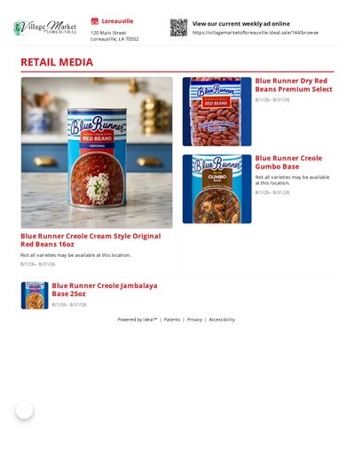 Village Market Loreauville Weekly Ad August 1 - 31, 2026