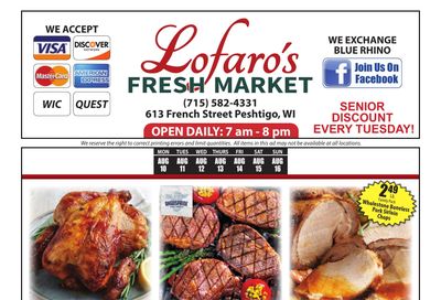 Lofaro's Fresh Market (613 French Street, Peshtigo, WI) Weekly Ad August 10 - 16, 2026