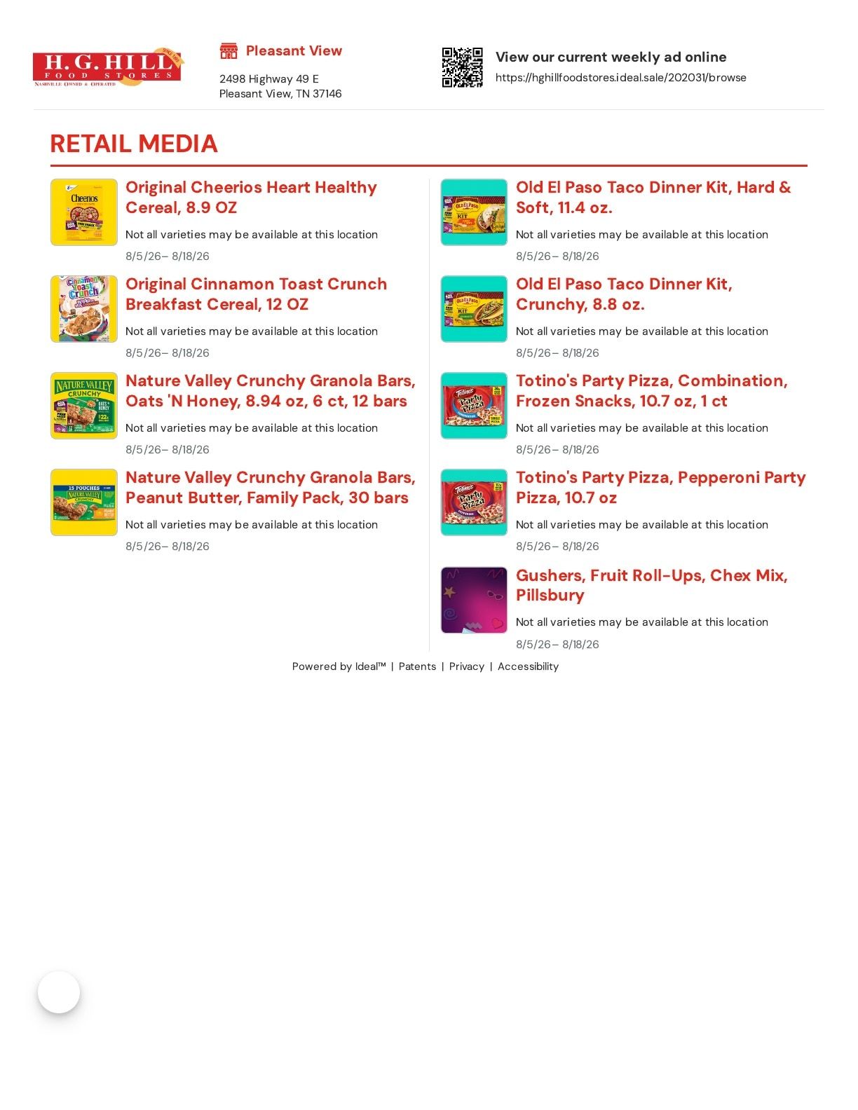 H.G. Hill Food Stores Weekly Ad August 5 - 18, 2026