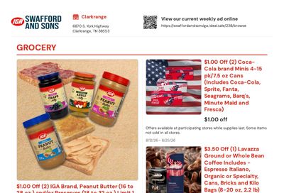 Swafford & Sons IGA Weekly Ad August 12 - 25, 2026
