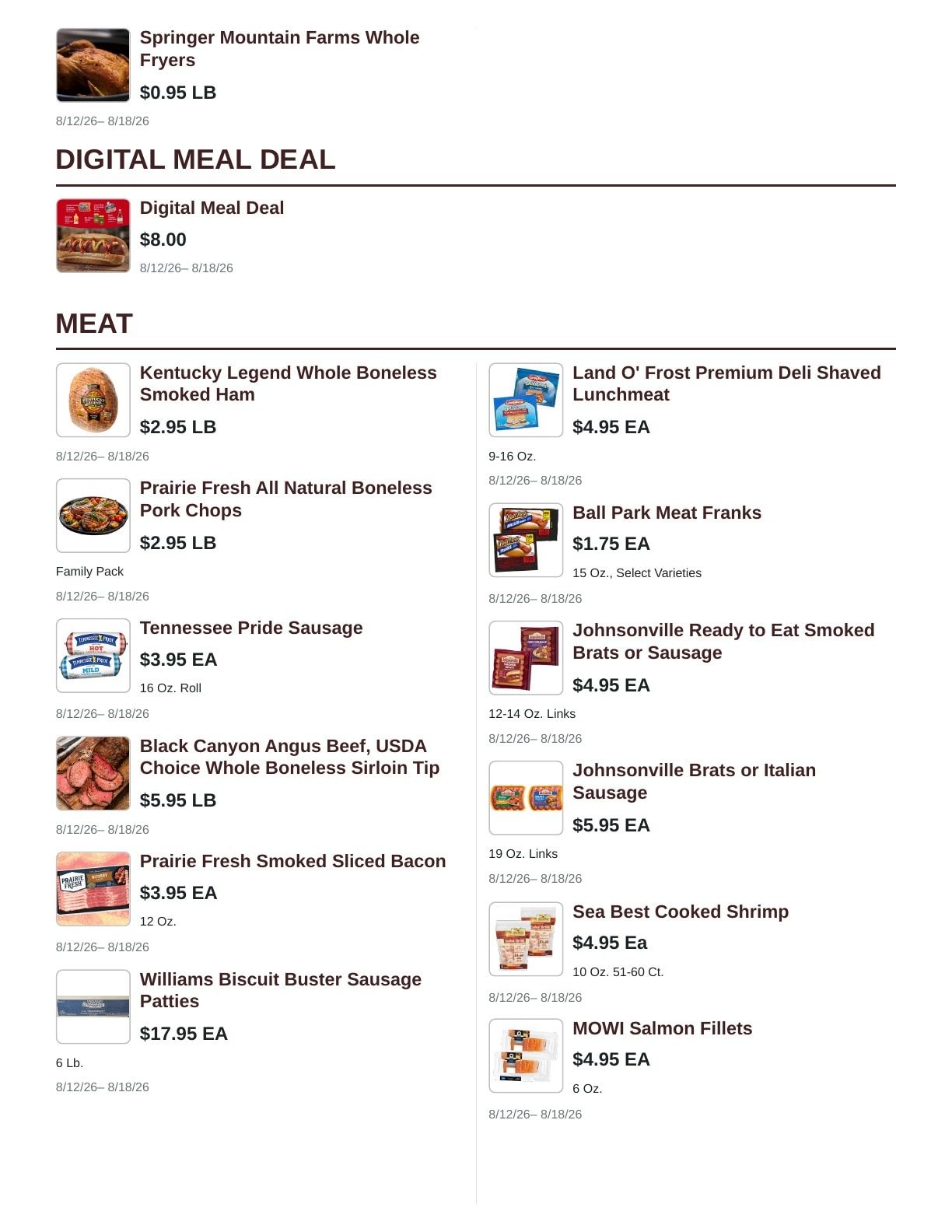 Food Saver Tennessee (Decherd, TN) Weekly Ad August 12 - 18, 2026
