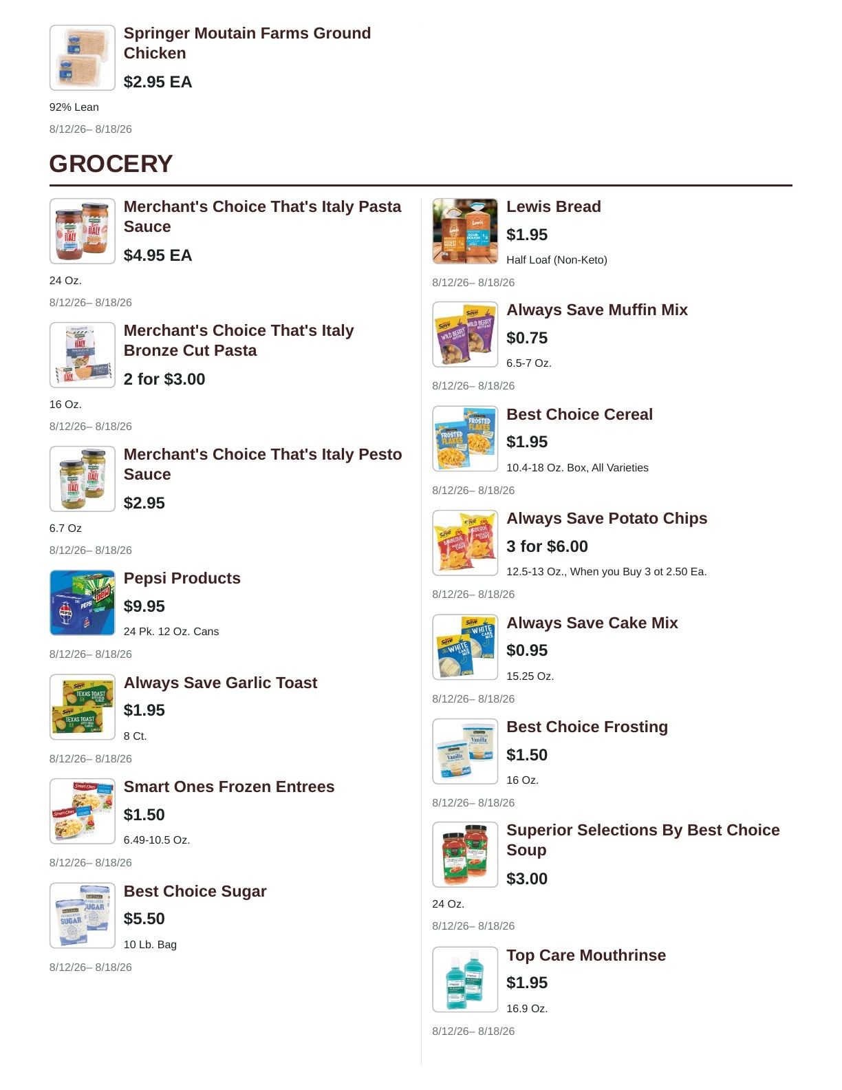 Food Saver Tennessee (Decherd, TN) Weekly Ad August 12 - 18, 2026