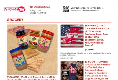 Cox Foods (West Liberty, KY) Weekly Ad August 12 - 25, 2026