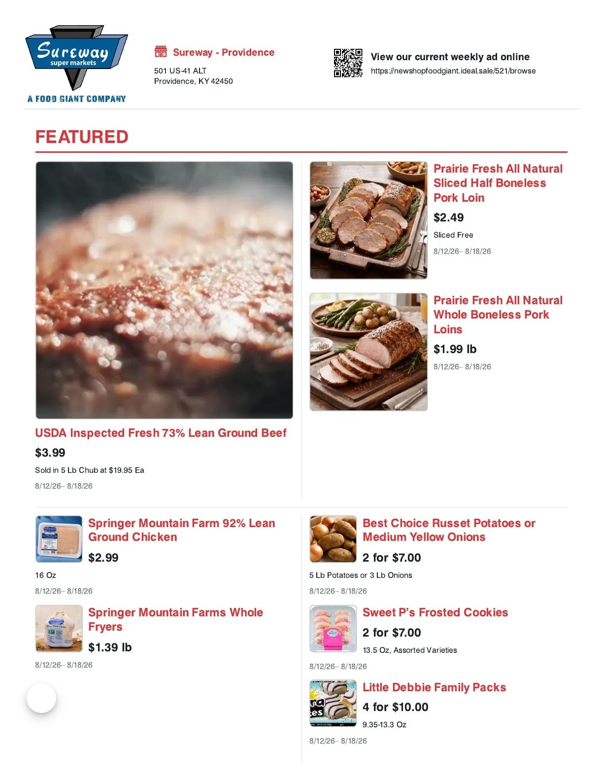 Food Giant Kentucky (Providence, KY) Weekly Ad August 12 - 18, 2026