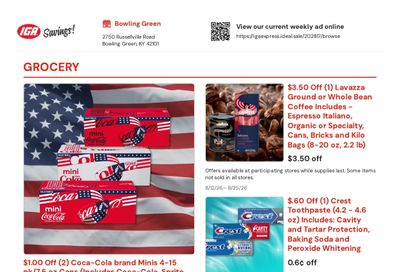 IGA Express Kentucky (2750 Russellville Road, Bowling Green, KY) Weekly Ad August 12 - 25, 2026