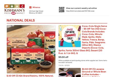 Kishman's Fresh Market (Minerva, OH) Weekly Ad July 31 - August 13, 2026