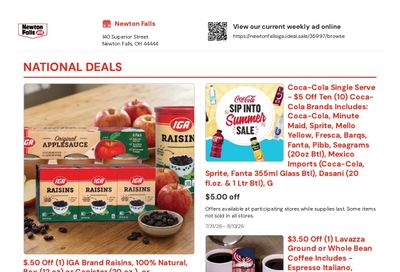 Newton Falls IGA Weekly Ad July 31 - August 13, 2026